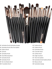 Riada London 20-Piece Professional Eye Makeup Brush Set – Black